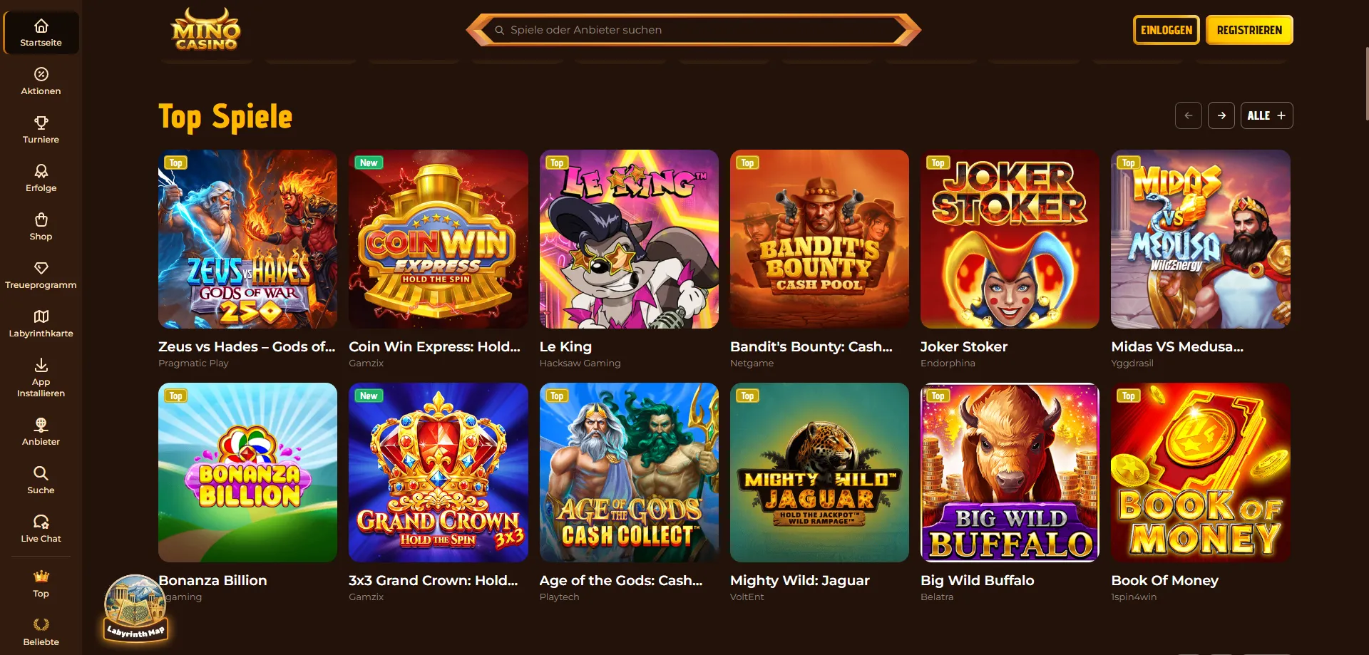 Slot machine Mino Casino giocabili su smartphone e tablet