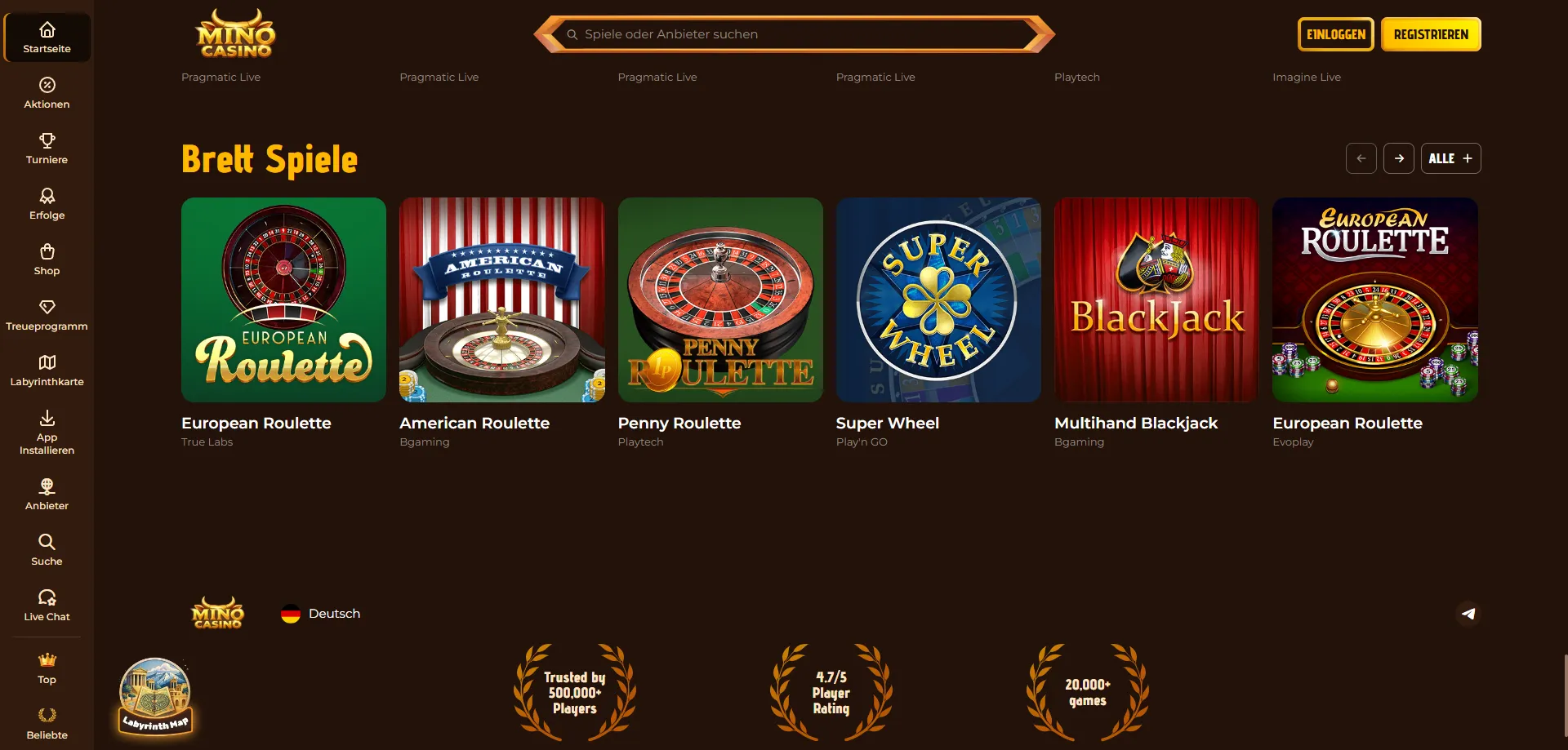 Tavoli live con dealer reali su Mino Casino — roulette e blackjack