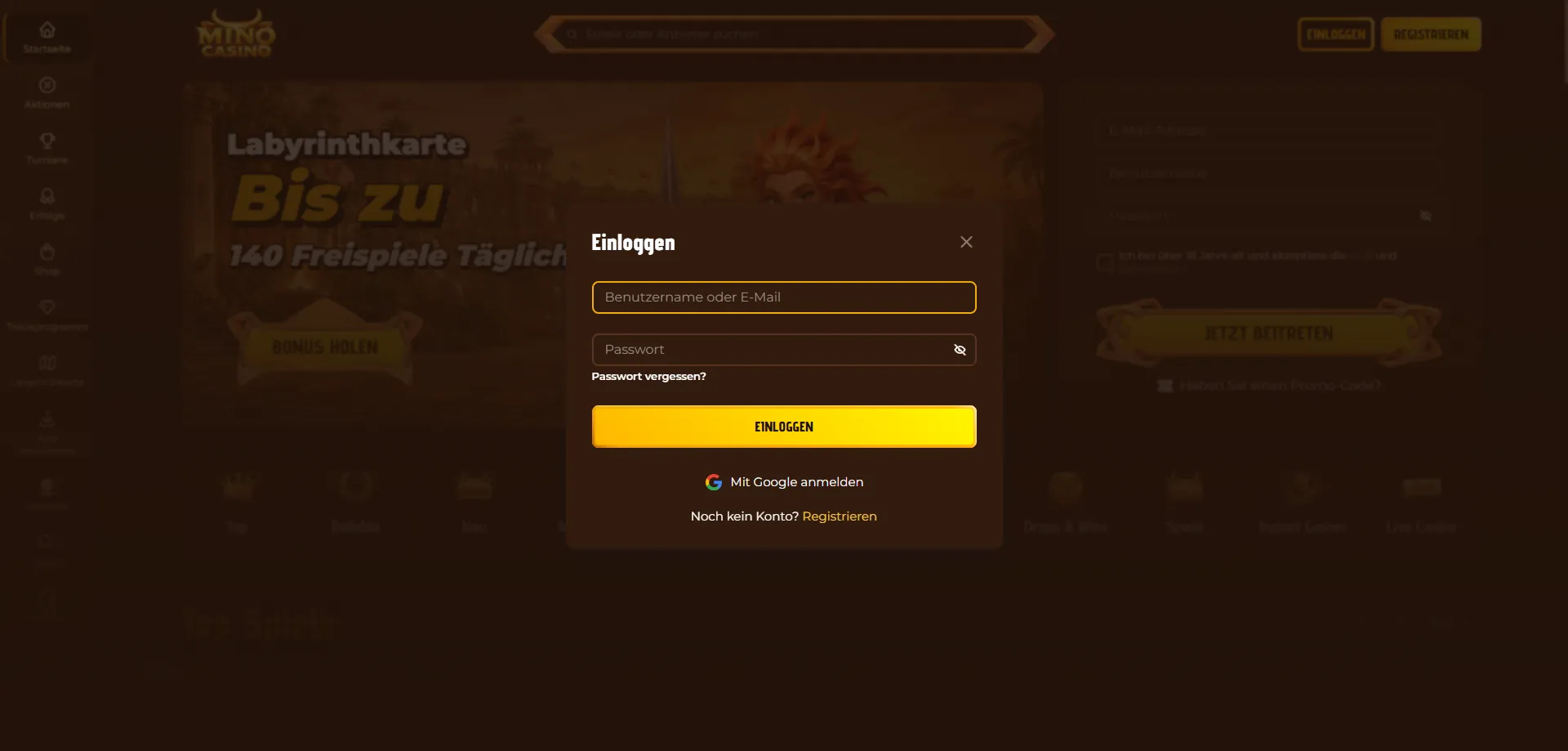 Mino Casino login — accedi al tuo account in modo sicuro