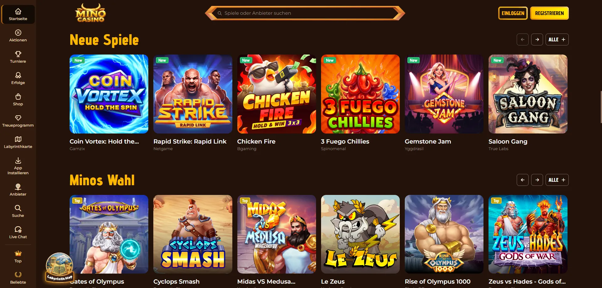 Mino Casino libreria di oltre 9000 giochi da casin&ograve; online