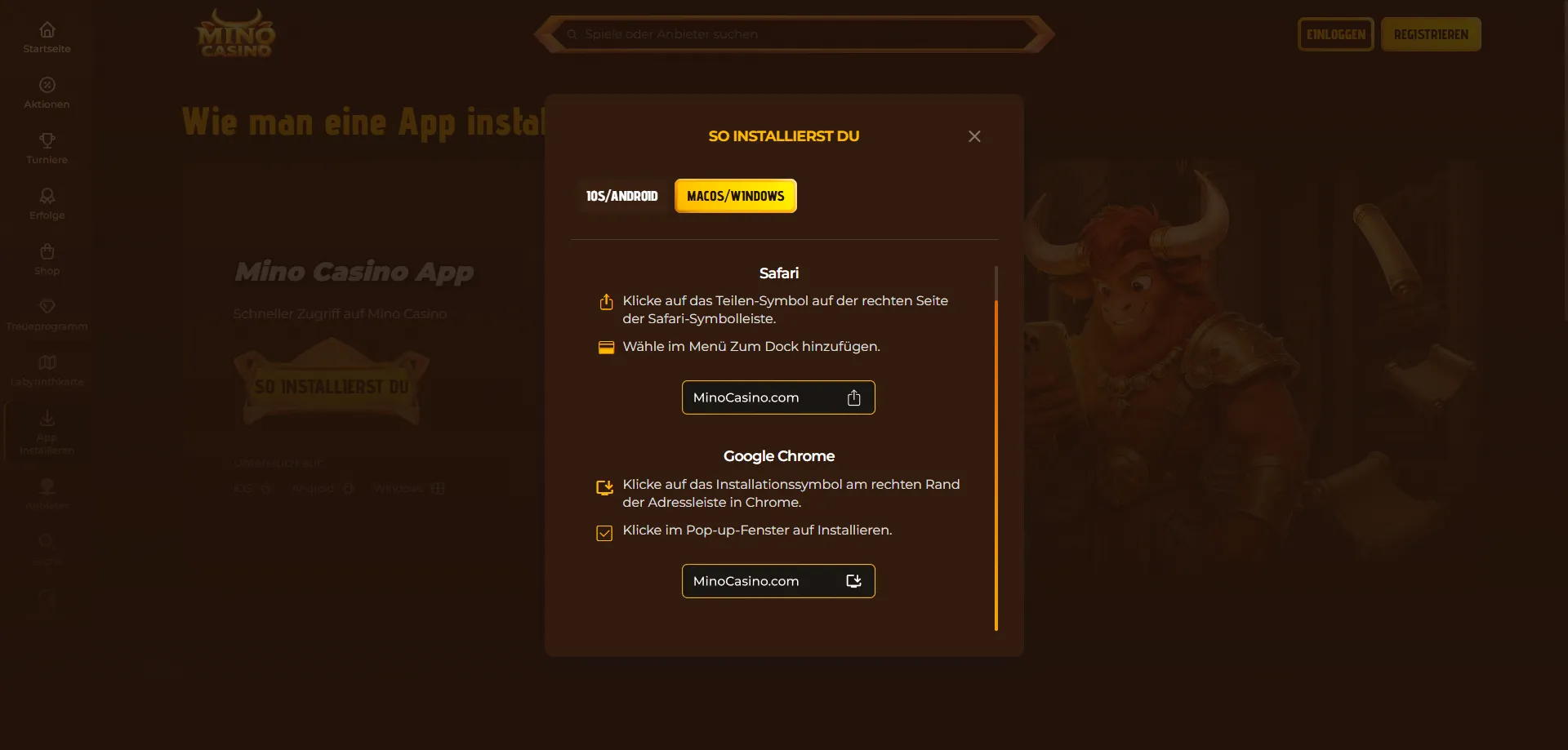 Mino Casino app mobile ottimizzata per Android e iOS 2026