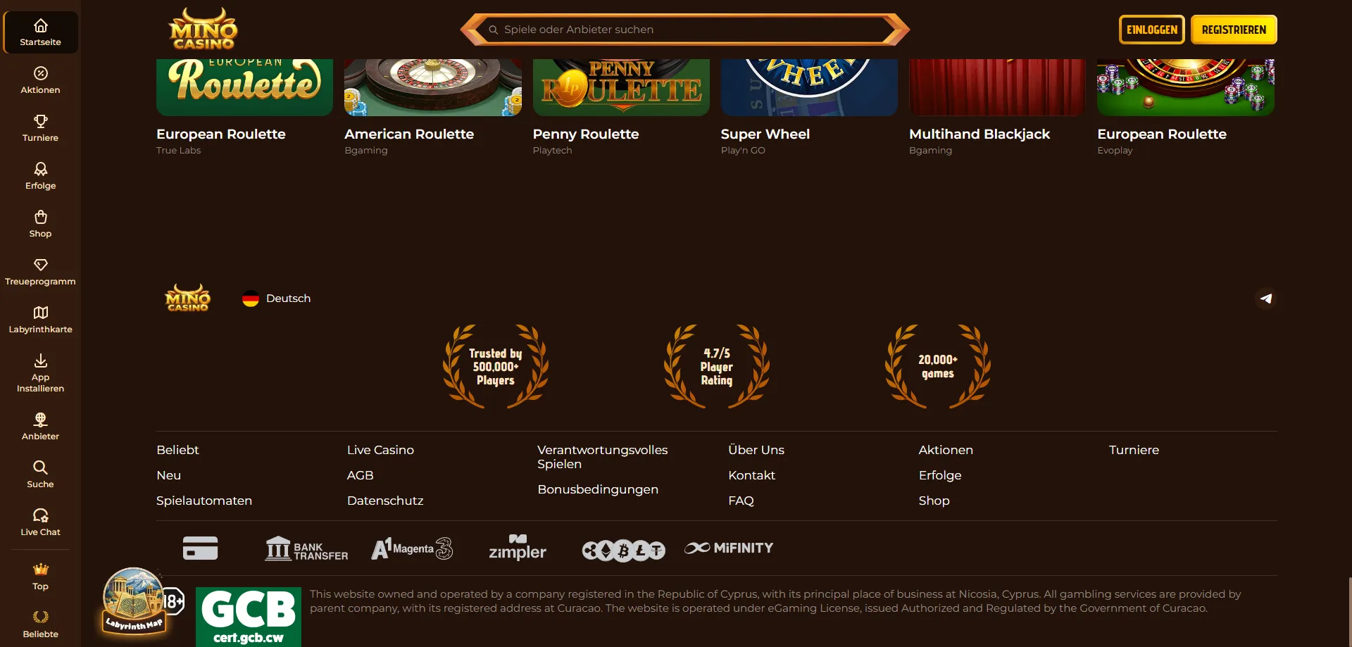 Metodi di pagamento sicuri e veloci su Mino Casino
